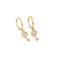 New Four Leaf Clover Key 925 Sterling Silver Hoop Earrings