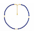 Elegant Royal Blue Faceted Agate Baroque Freshwater Pearl Beaded Adjustable 925 Sterling Silver Necklace