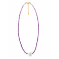 Elegant Gradient Purple Amethyst Faceted Clear Quartz Beaded Adjustable 925 Sterling Silver Necklace