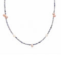 Soft Pastel Pink White Irregular Baroque Pearl Natural Grey Gemstone Beaded Strand 925 Sterling Silver Necklace
