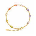 Delicate Multicolor Oval Cabochon CZ Delicate S925 Sterling Silver Chain Link Bracelet