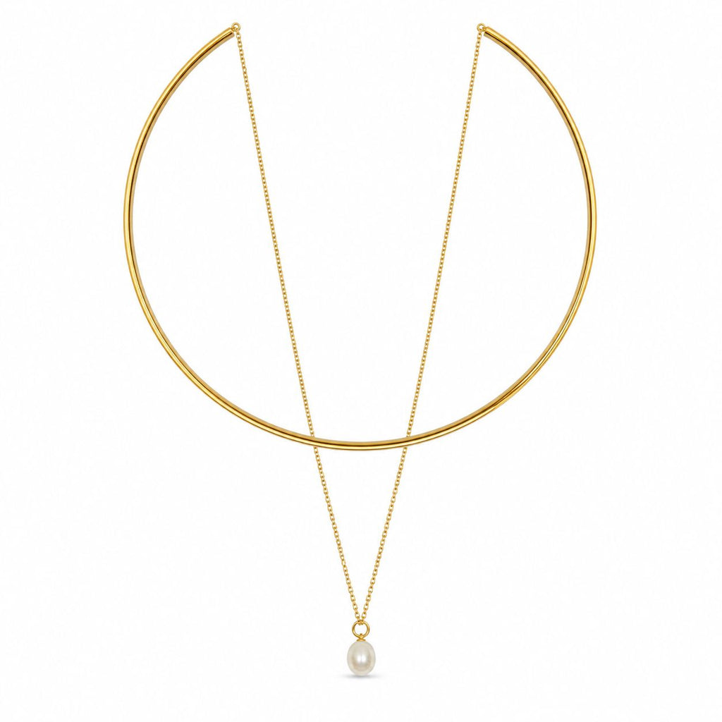 925 Sterling Silver Multi Wear Layered Open Choker Elegant Pearl Drop Pendant Collar Necklace