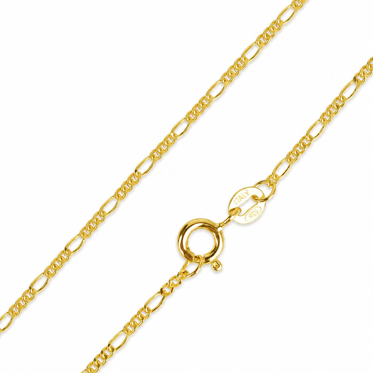 925 Sterling Silver 18K Gold Plated Figaro Mother Child Layering Necklace
