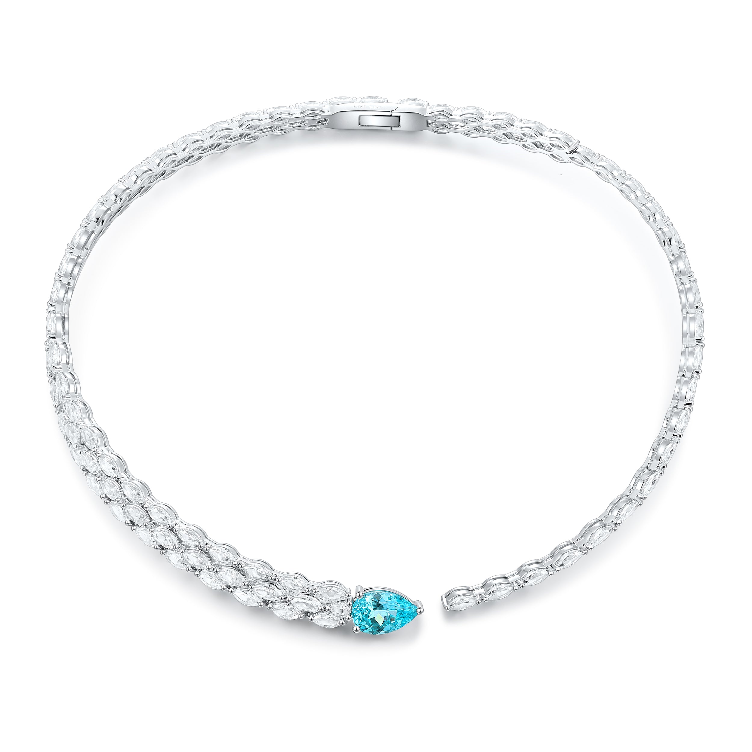 Pear-Cut Lab-Created Paraiba Marquise Link Statement Necklace