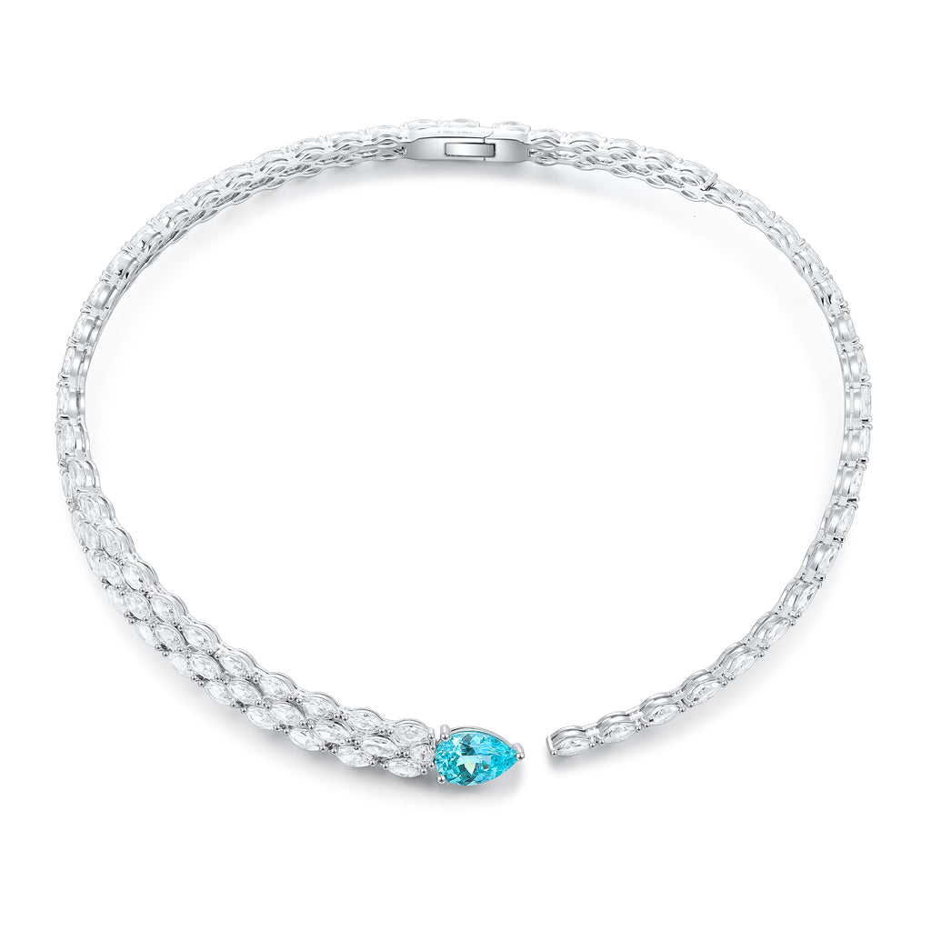Pear-Cut Lab-Created Paraiba Marquise Link Statement Necklace