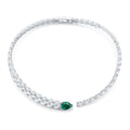 Pear-Cut Lab Emerald Curved Tennis Necklace in 925 Sterling Silver