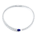 Pear-Cut Lab Sapphire Marquise Tennis Necklace in 925 Sterling Silver