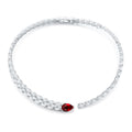 Lab-Grown Ruby Pear-Cut Statement Tennis Necklace in 925 Sterling Silver