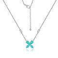 Marquise-Cut Aquamarine Four-Leaf Clover Pendant Necklace in 925 Sterling Silver