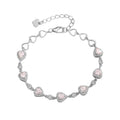 Pink Heart-Cut Moissanite Halo Link Bracelet in 925 Sterling Silver