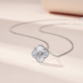 Vintage Brushed Four-Leaf Clover Pendant Necklace in 925 Sterling Silver