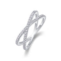 Round-Cut Moissanite Intertwined Pave Crossover Ring in Sterling Silver