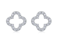 Moissanite Quatrefoil Pavé Stud Earrings in 925 Sterling Silver