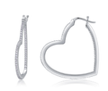 Round-Cut Moissanite Heart Silhouette Hoop Earrings in 925 Sterling Silver