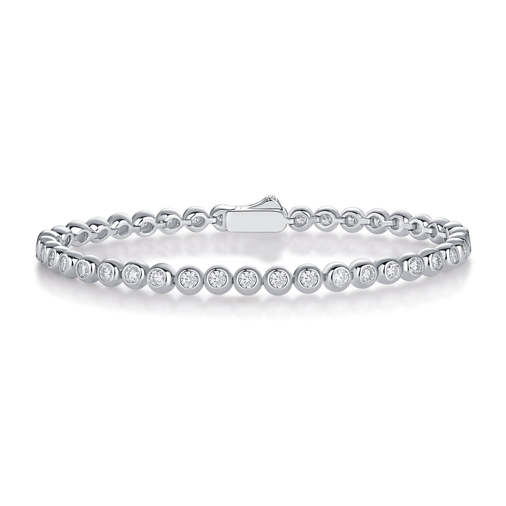 Round Moissanite Bezel-Set Tennis Bracelet in 925 Sterling Silver