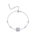 Round-Cut Moissanite Cushion Halo Station Bracelet in 925 Sterling Silver