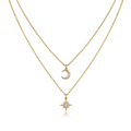 Round-Cut Moissanite Celestial Double-Layer Necklace in 925 Sterling Silver