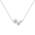 Round-Cut Moissanite Bezel Trio Pendant Necklace in Sterling Silver