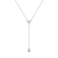 Round-Cut Moissanite Bezel-Set Y Necklace in 925 Sterling Silver