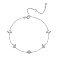Round-Cut Moissanite Quatrefoil Station Bracelet in 925 Sterling Silver