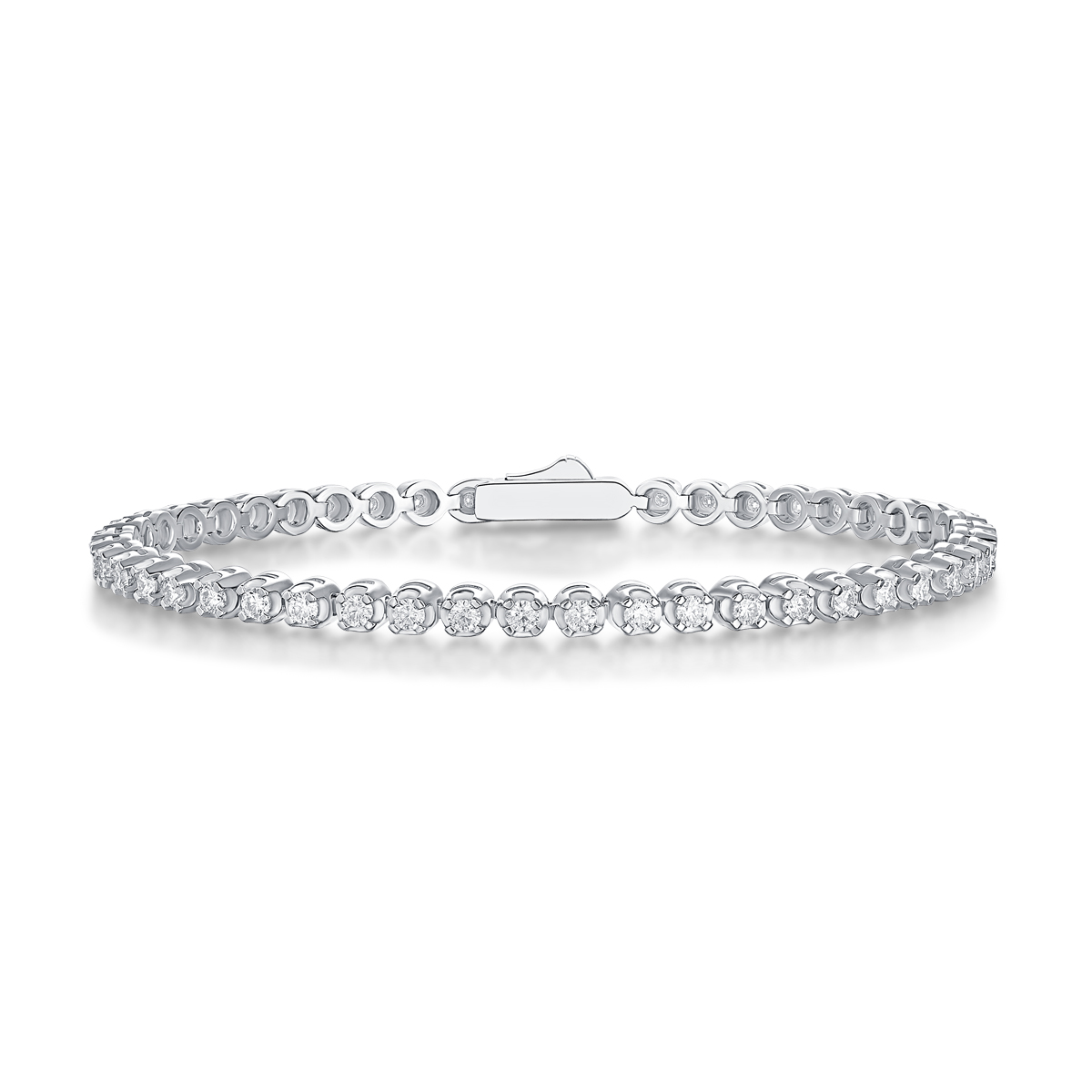 Round-Cut Moissanite Bezel-Style Tennis Bracelet in 925 Sterling Silver