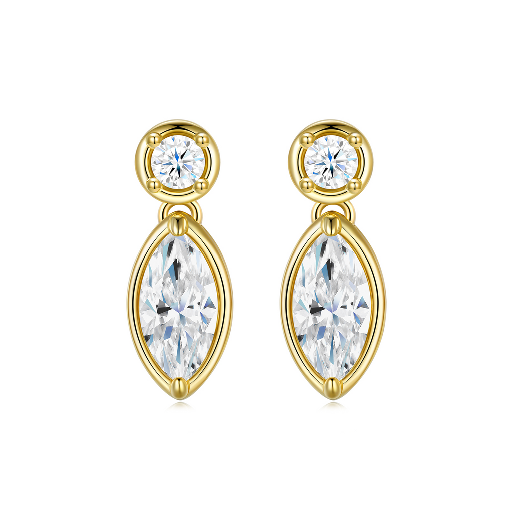 Marquise-Cut Moissanite Dangle Stud Earrings in 925 Sterling Silver