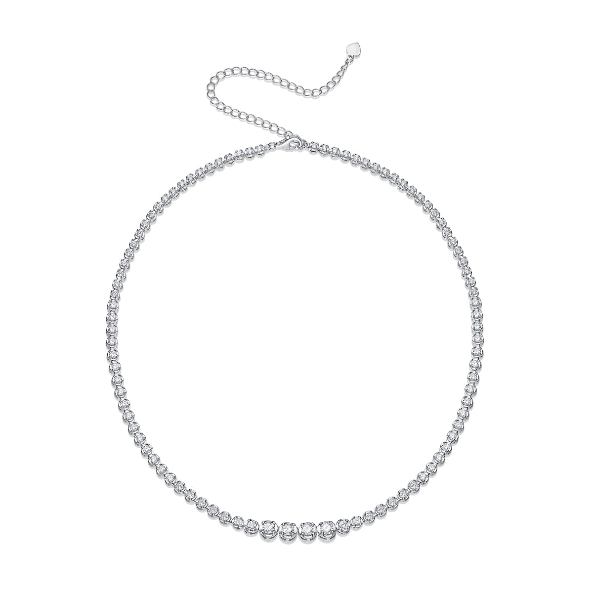 Round-Cut Moissanite Graduated Tennis Necklace in 925 Sterling Silver