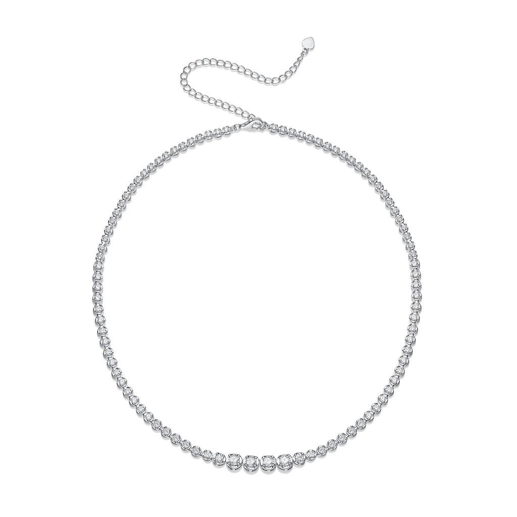 Round-Cut Moissanite Graduated Tennis Necklace in 925 Sterling Silver