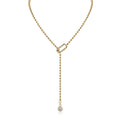 Round-Cut Moissanite Bezel Lariat Necklace in 925 Sterling Silver
