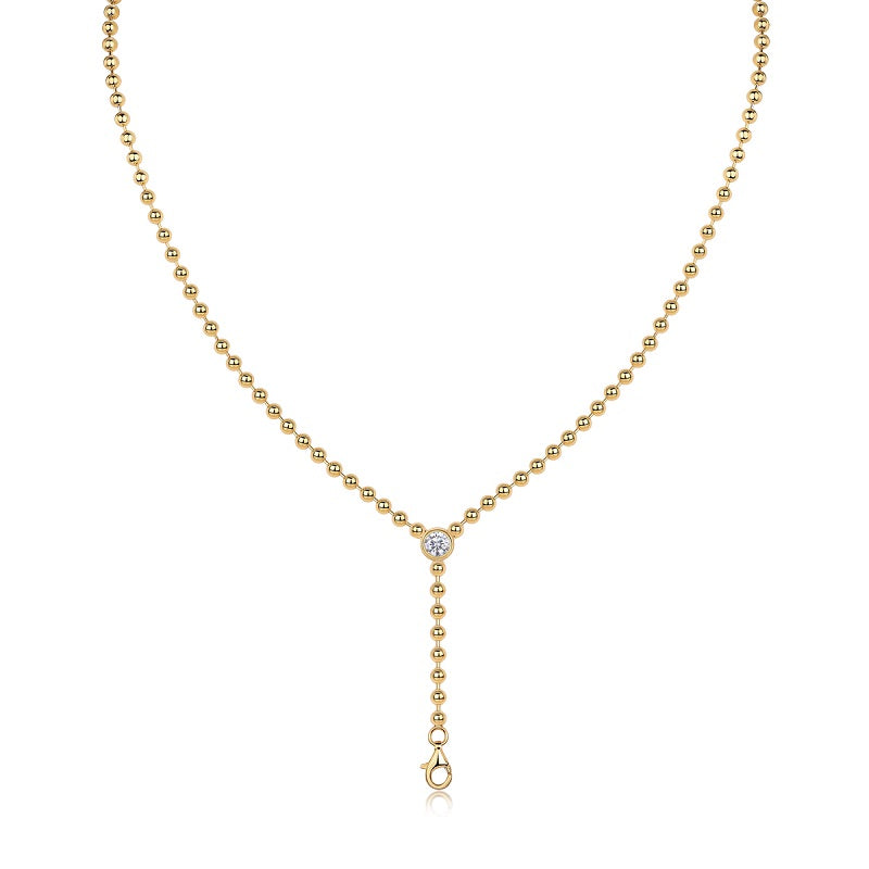 Round-Cut Moissanite Bezel-Set Station Necklace in 925 Sterling Silver