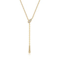 Moissanite Teardrop Pave Lariat Necklace in 925 Sterling Silver