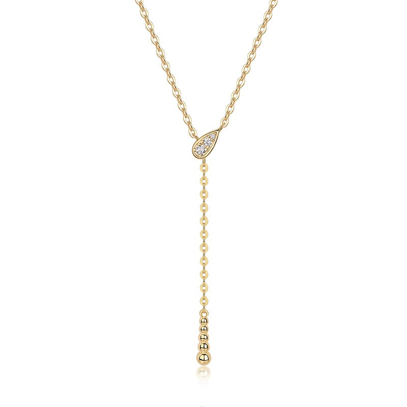 Moissanite Teardrop Pave Lariat Necklace in 925 Sterling Silver