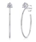 Round-Cut Moissanite Solitaire Hoop Drop Earrings in 925 Sterling Silver