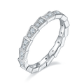 White Moissanite Geometric Snake-Inspired Eternity Ring in 925 Sterling Silver
