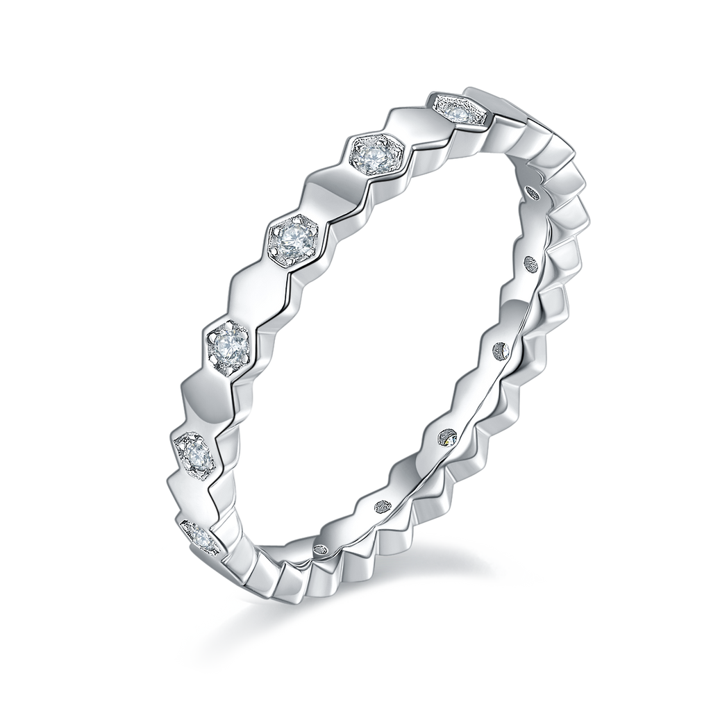 Round-Cut Moissanite Honeycomb Eternity Band Ring in 925 Sterling Silver