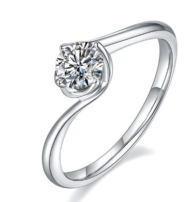 Round-Cut Moissanite Bud-Inspired Solitaire Ring in 925 Sterling Silver