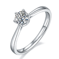 Round-Cut Moissanite Six-Prong Solitaire Ring in 925 Sterling Silver