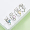 Heart-Cut Moissanite Halo Two-Piece Ring Set in 925 Sterling Silver