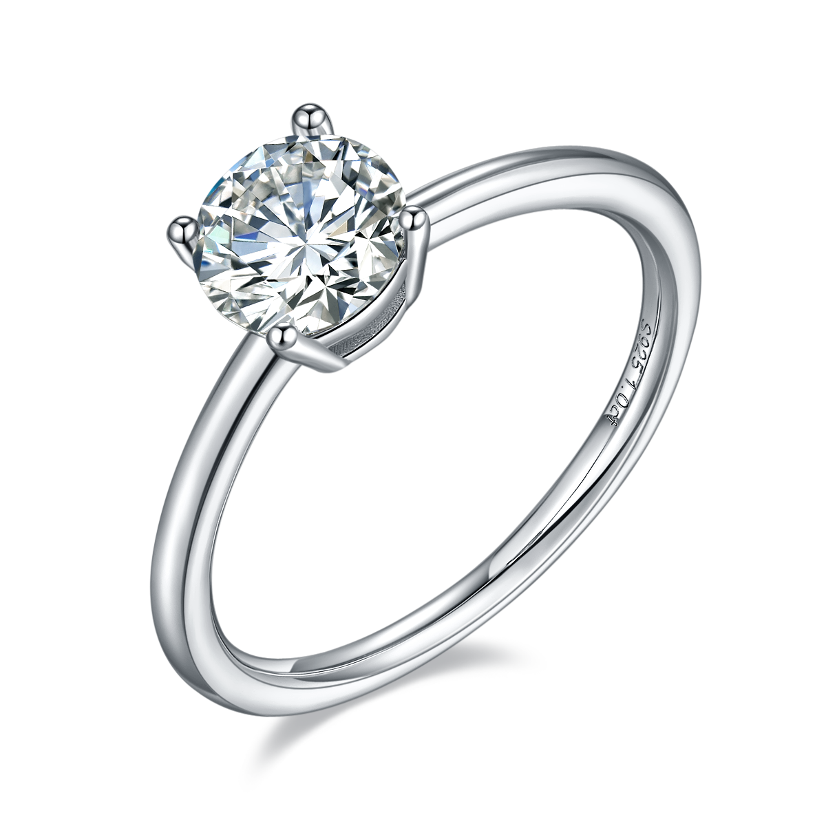 Round-Cut Moissanite Classic Solitaire Engagement Ring in 925 Sterling Silver