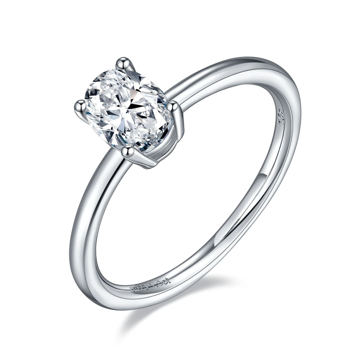 Oval-Cut Moissanite Classic Solitaire Ring in 925 Sterling Silver