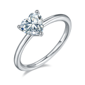 Heart-Cut Moissanite Classic Solitaire Engagement Ring in 925 Sterling Silver