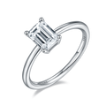 Emerald-Cut Moissanite Minimalist Solitaire Ring in 925 Sterling Silver