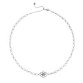 Floral Lace Station Chain Necklace in 925 Sterling Silver