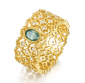 Oval-Cut Moissanite Openwork Floral Wide Band Ring in 925 Sterling Silver
