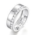 Round-Cut Moissanite Channel-Set Wedding Band Ring in 925 Sterling Silver