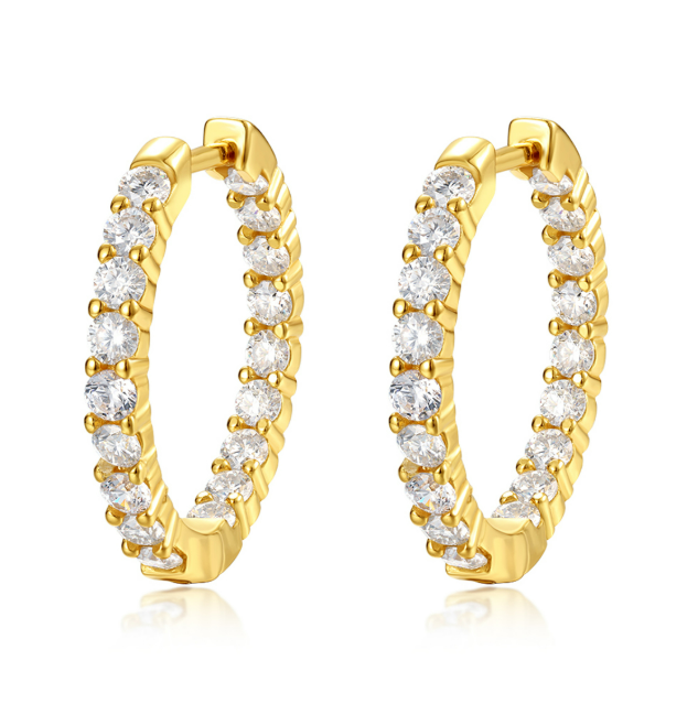 Round-Cut Moissanite Inside-Out Hoop Earrings in 925 Sterling Silver