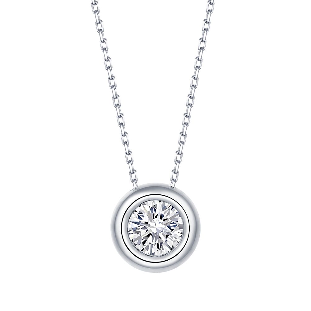 Round-Cut Moissanite Bubble Bezel Pendant in 925 Sterling Silver