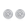 Round-Cut Moissanite Bubble Bezel Stud Earrings in 925 Sterling Silver