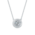 Round-Cut Moissanite Bezel Solitaire Pendant Necklace in 925 Sterling Silver