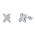 Round-Cut Moissanite Crisscross Pave Stud Earrings in 925 Sterling Silver